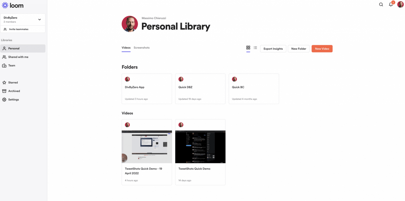 Loom dashboard