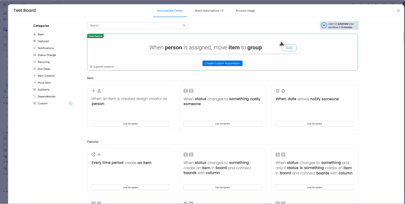 Creating automations in monday