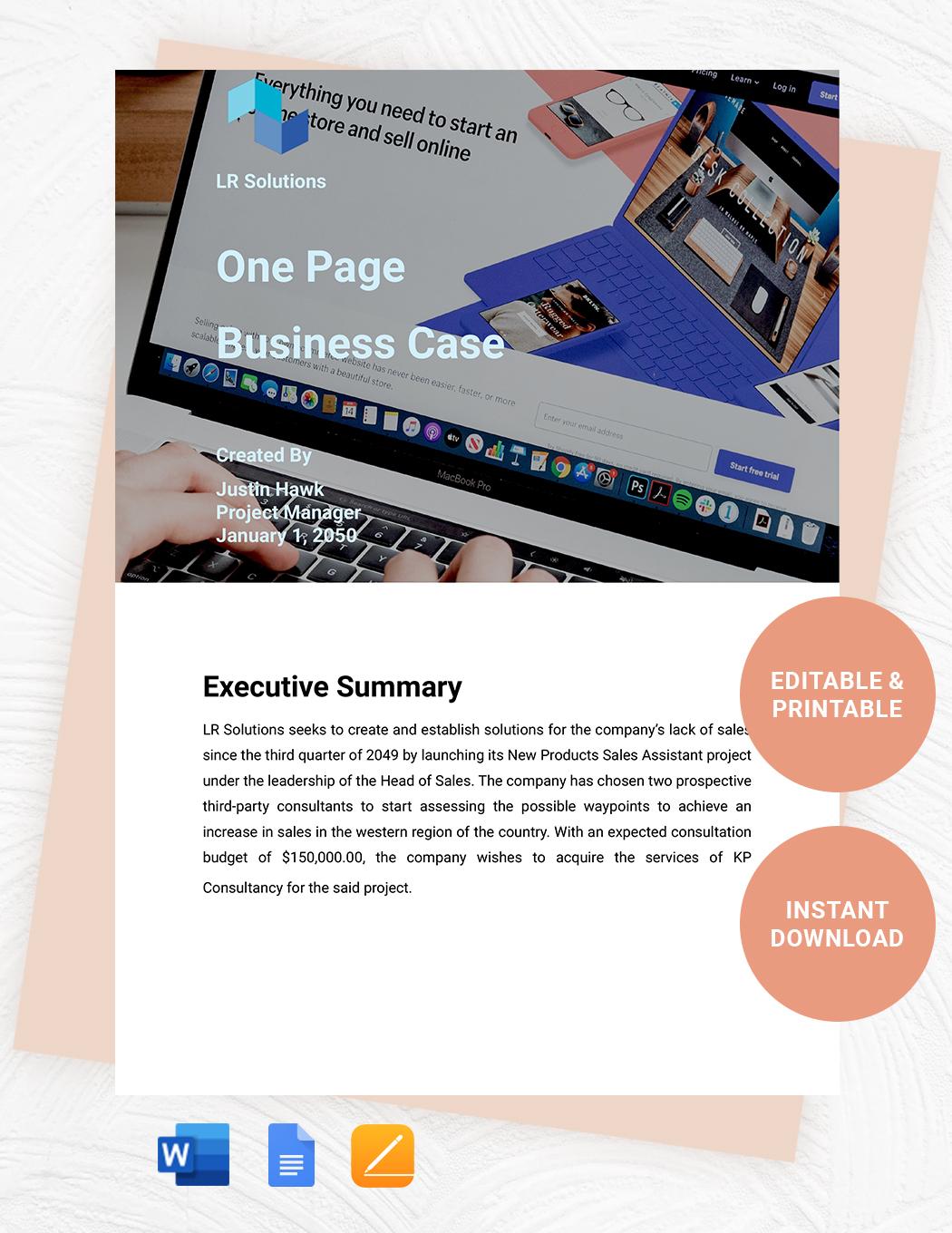 One Pager Template for Microsoft Word