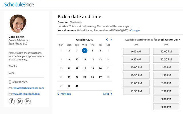 Dashboard di ScheduleOnce