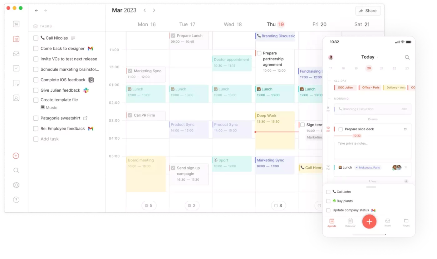 Reclaim AI alternatives: screenshot of Routine's calendar