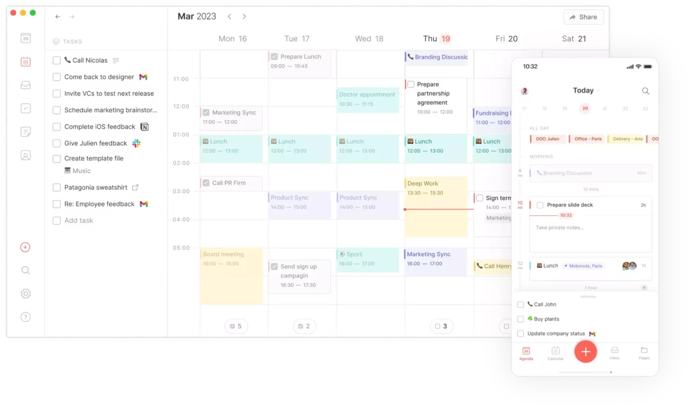 Alternativas a Reclaim IA: captura de pantalla del Calendario de Routine