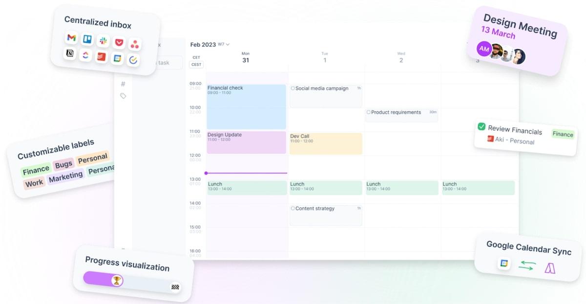 Tasks in Akiflow's calendar