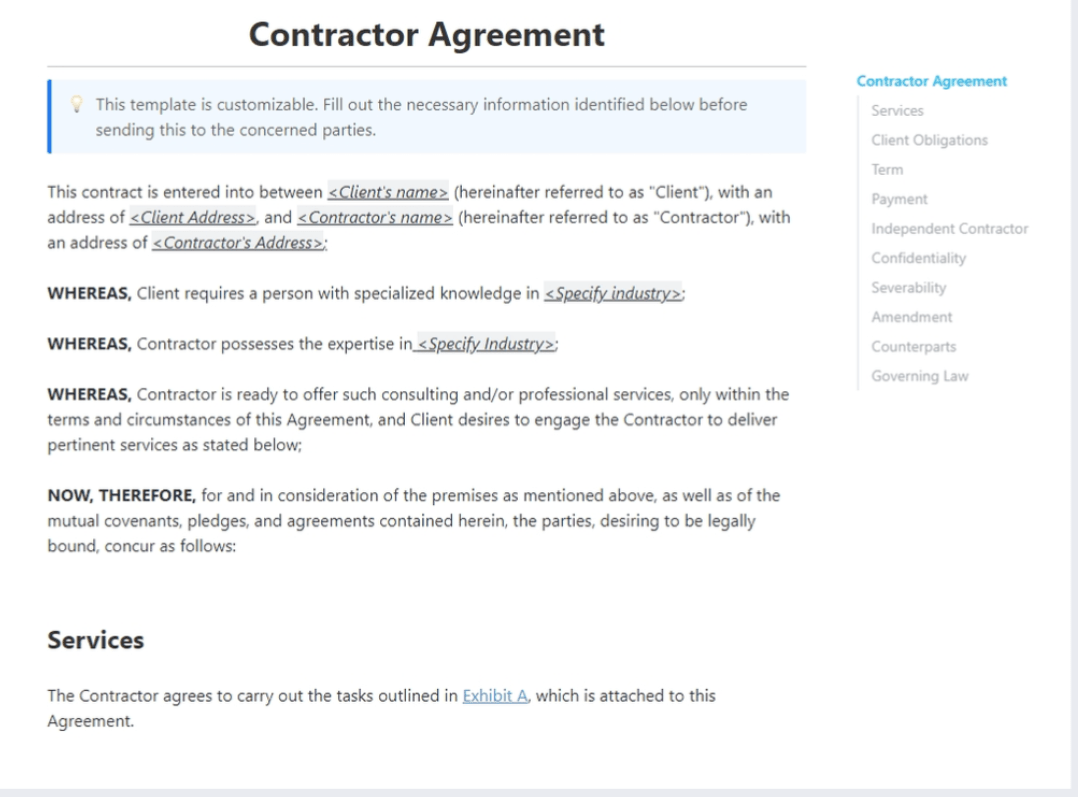 ClickUp Contractor Agreement Template