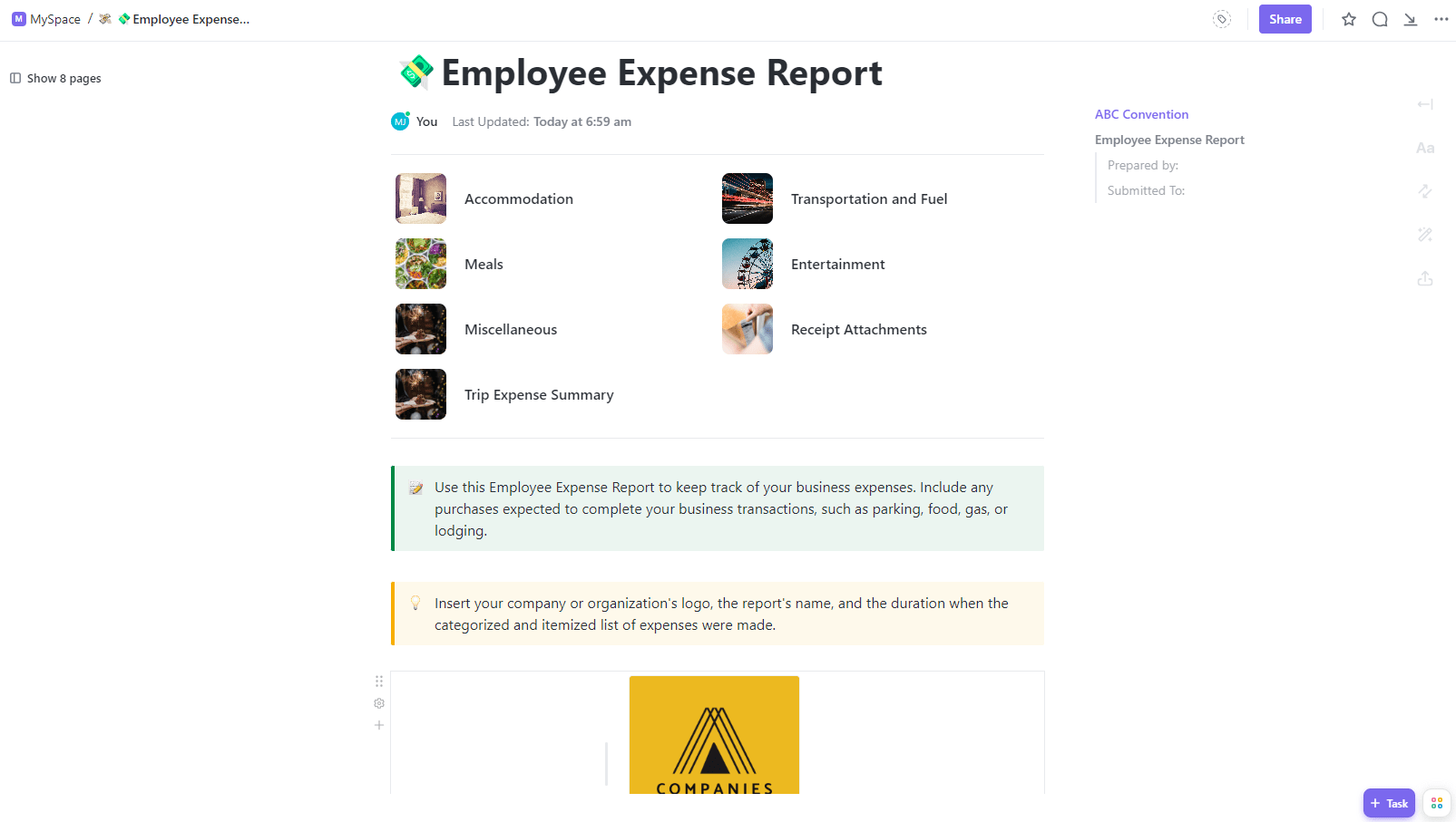 Employee Expense Report Template by ClickUp