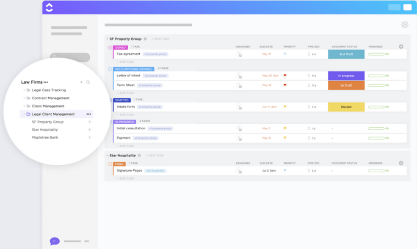 ClickUp Legal Client Management Vorlage