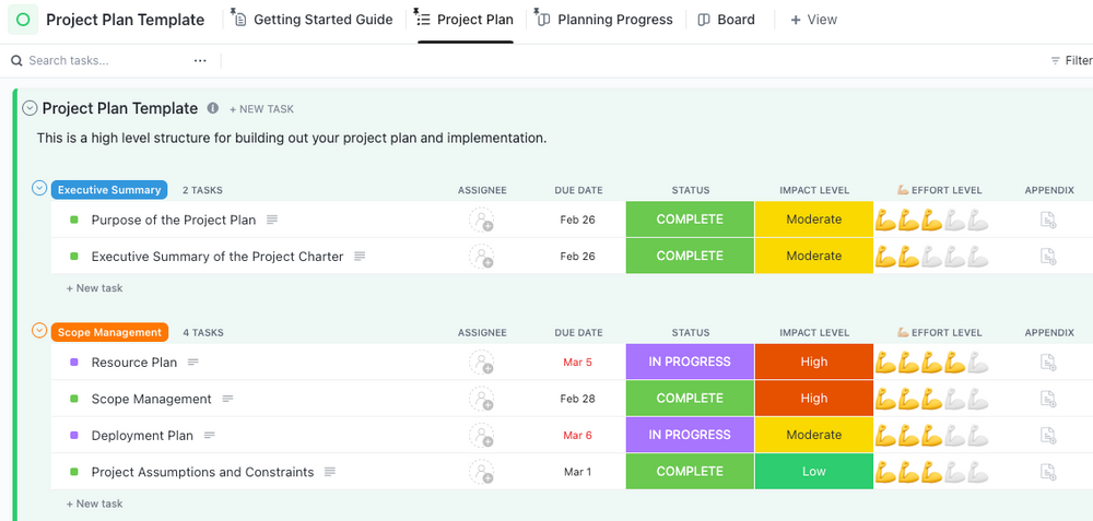 Oversee the manufacturing process and project schedule with a ClickUp List