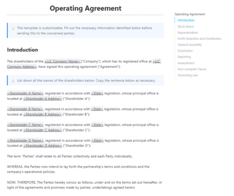 ClickUp Operating Agreement Template