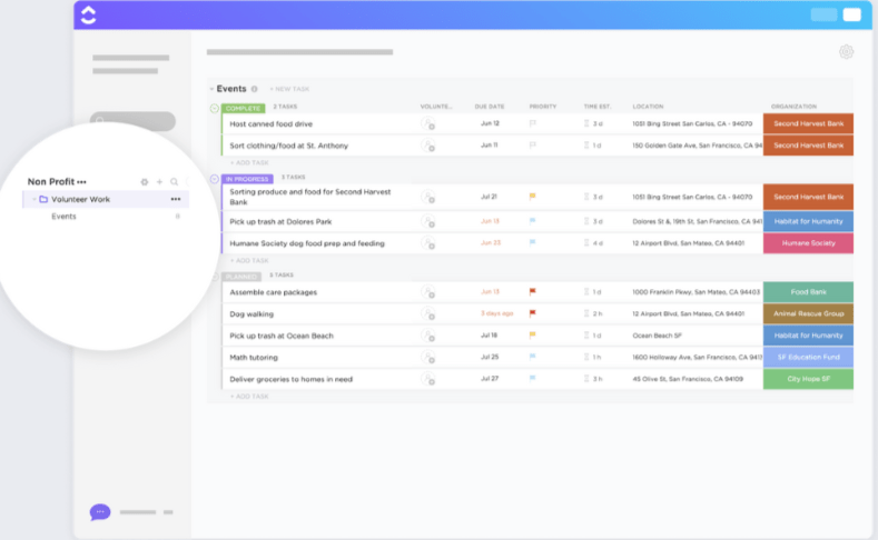 ClickUp Volunteer Work Template