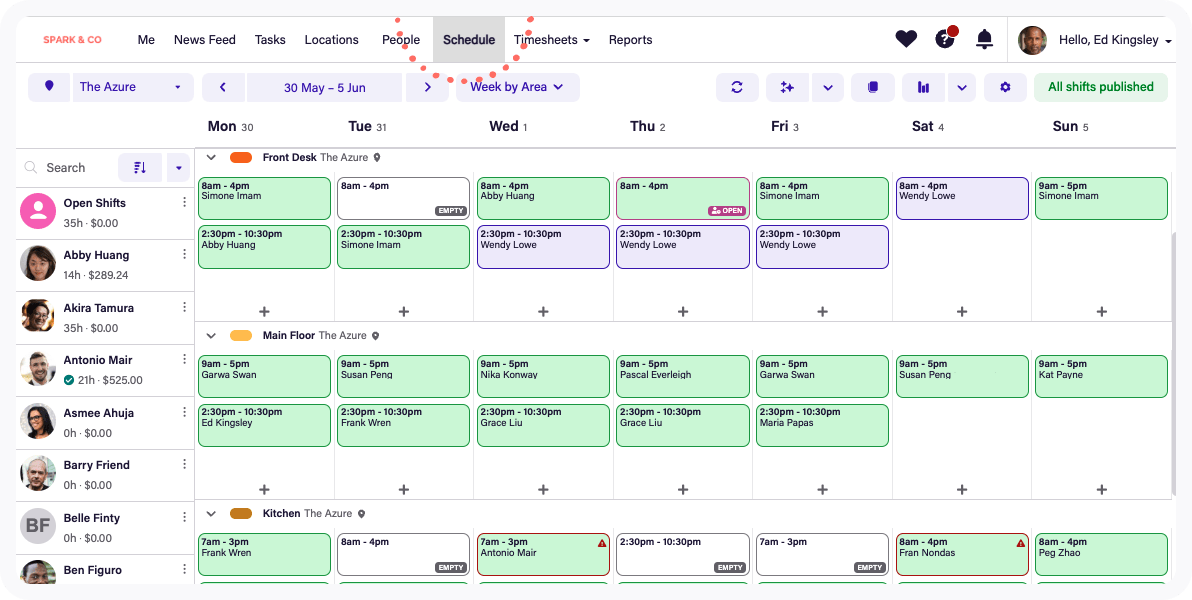 Deputy schedule tool