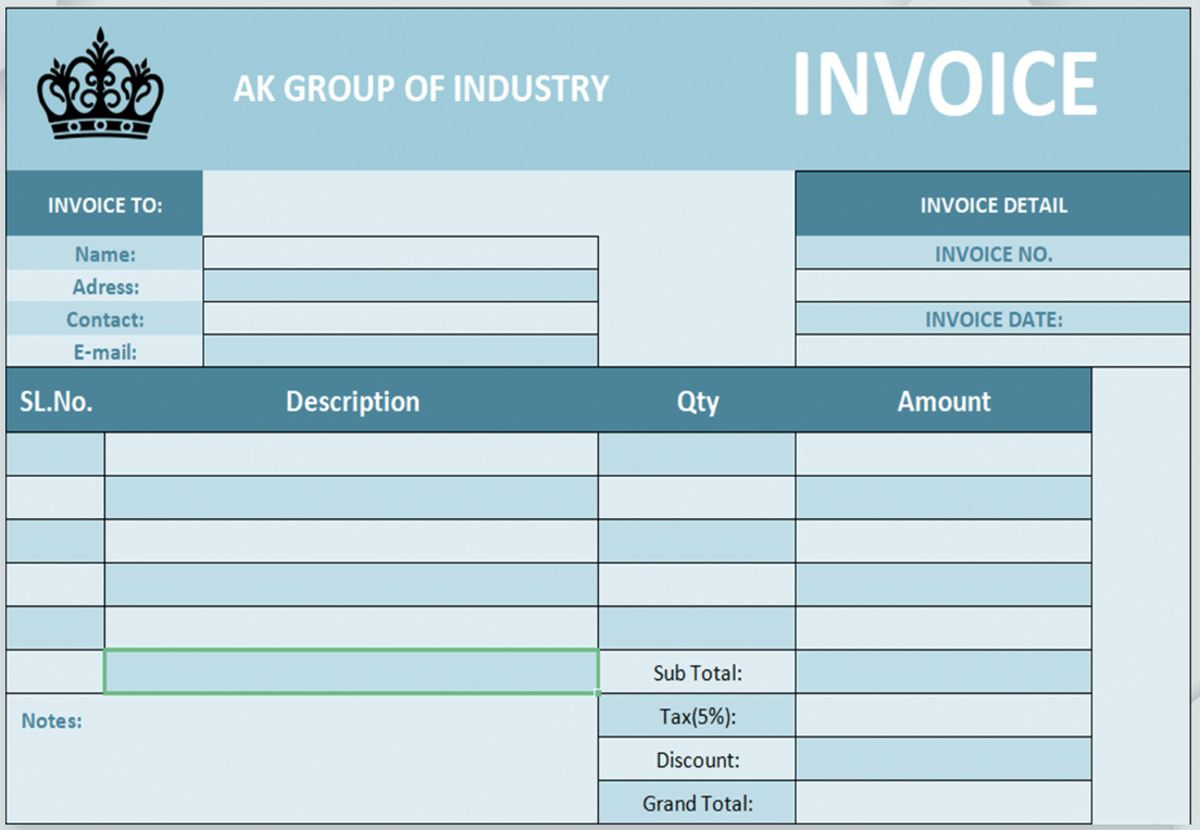 Excel Work Order Invoice Template by WPS