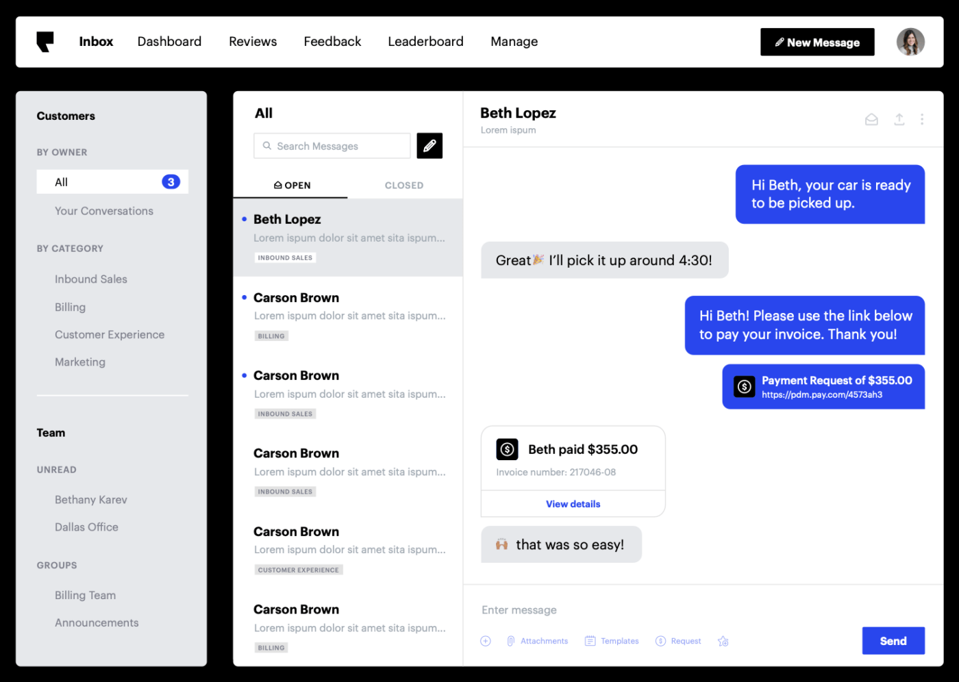 Alternatives à Twilio : La boîte de dialogue de Podium