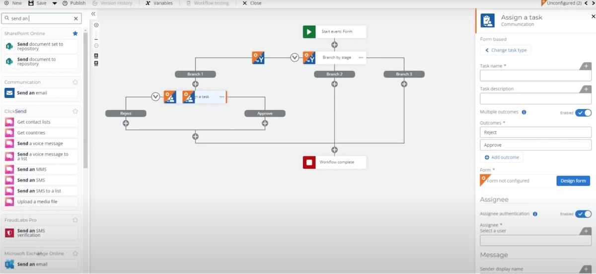 SmartSuite alternatives: Nintex flowchart example