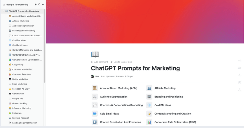 ClickUp's ChatGPT Prompt for Customer Retention