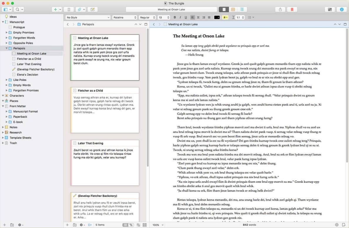 Aplikacje Outliner: Scrivener