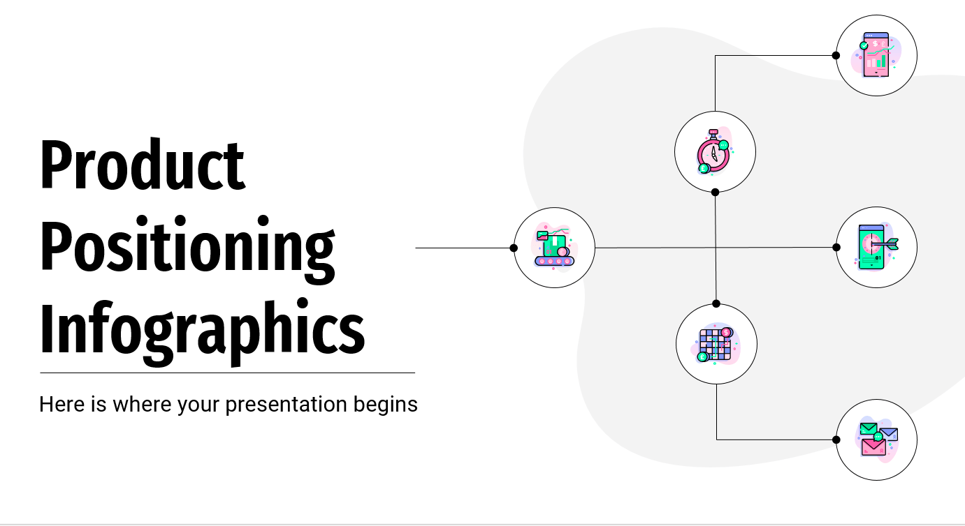 Slide Modelo de infográfico de posicionamento de produto da Slidesgo