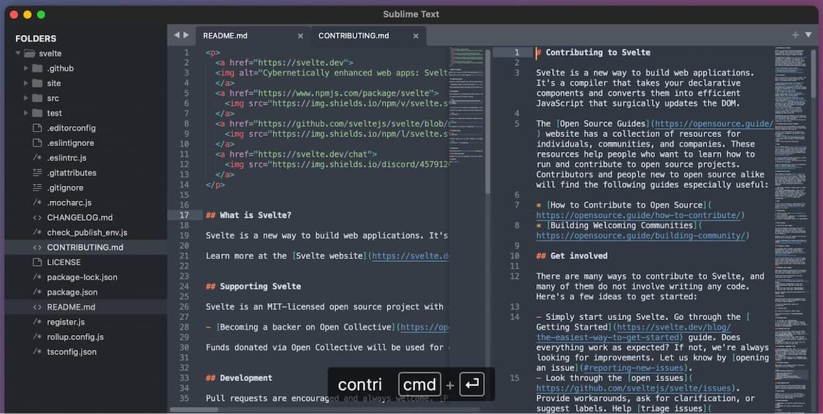 Editor kode terbaik: Tampilan editor kode Sublime Text