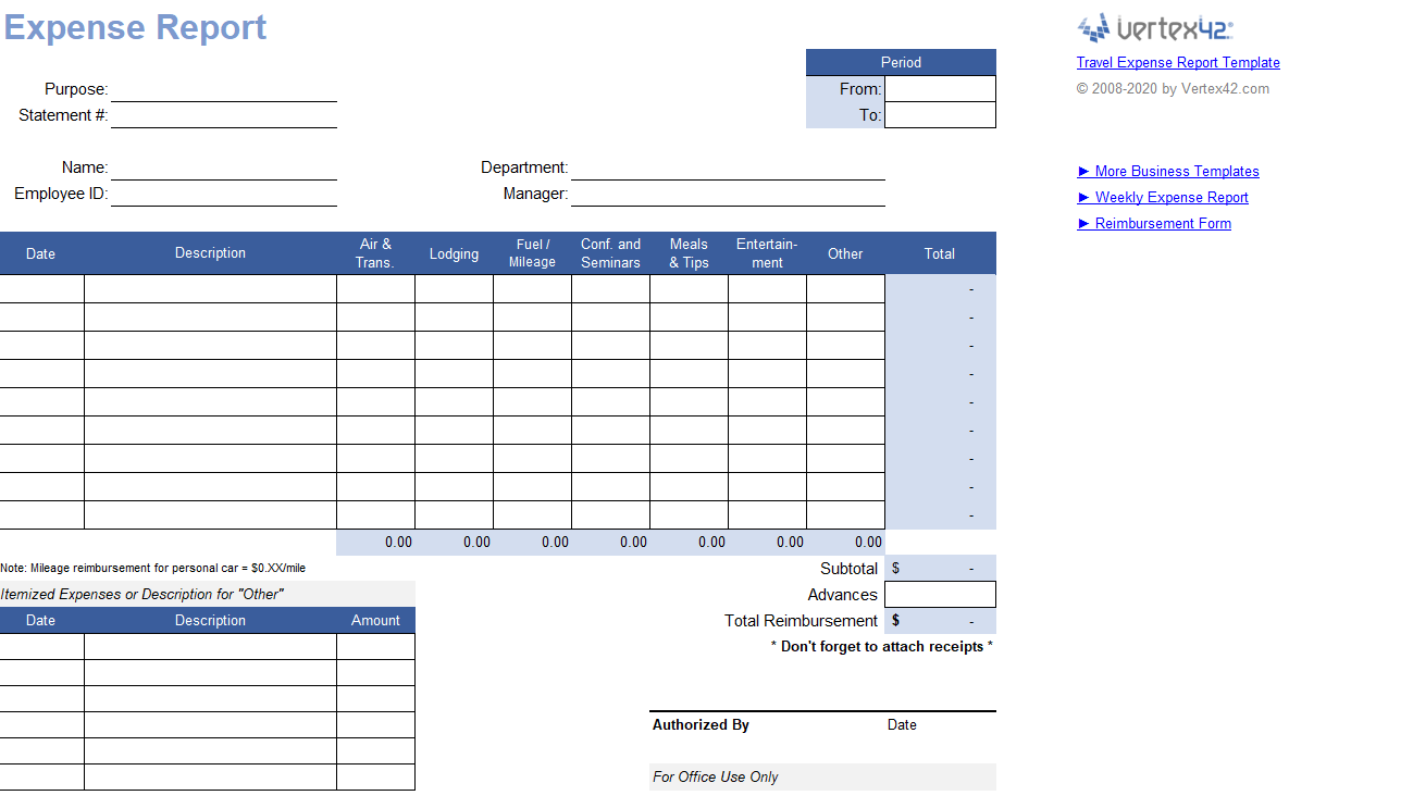 Expense Report Template in Google Sheets