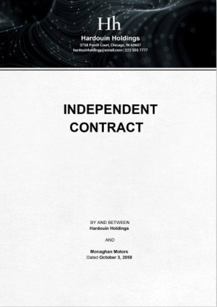 Word Independent Contract Template by Template.net