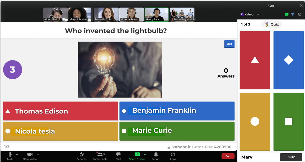 Kahoot! Dashboard