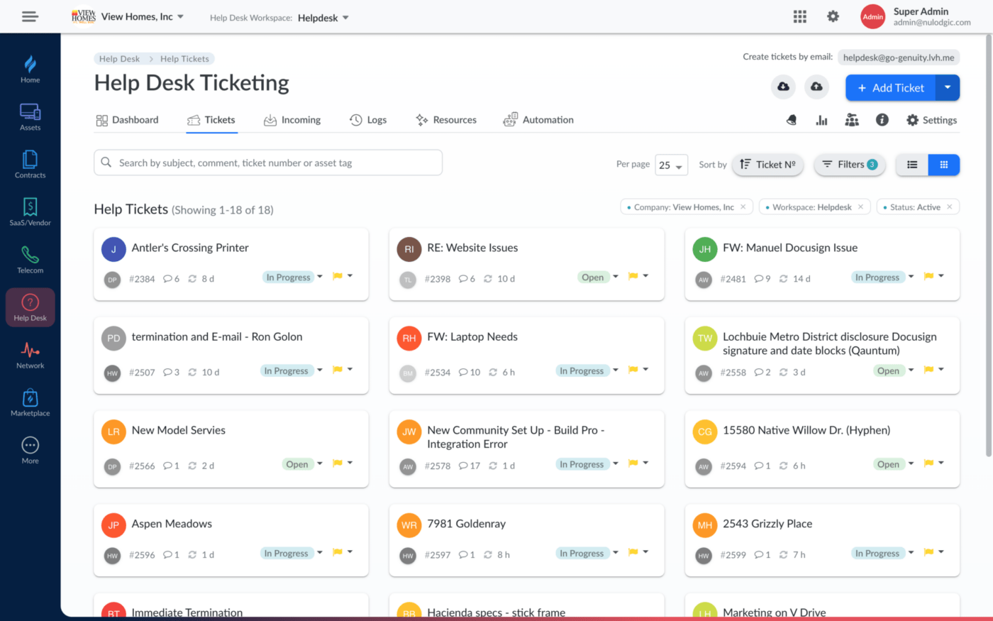 Dashboard di Genuity