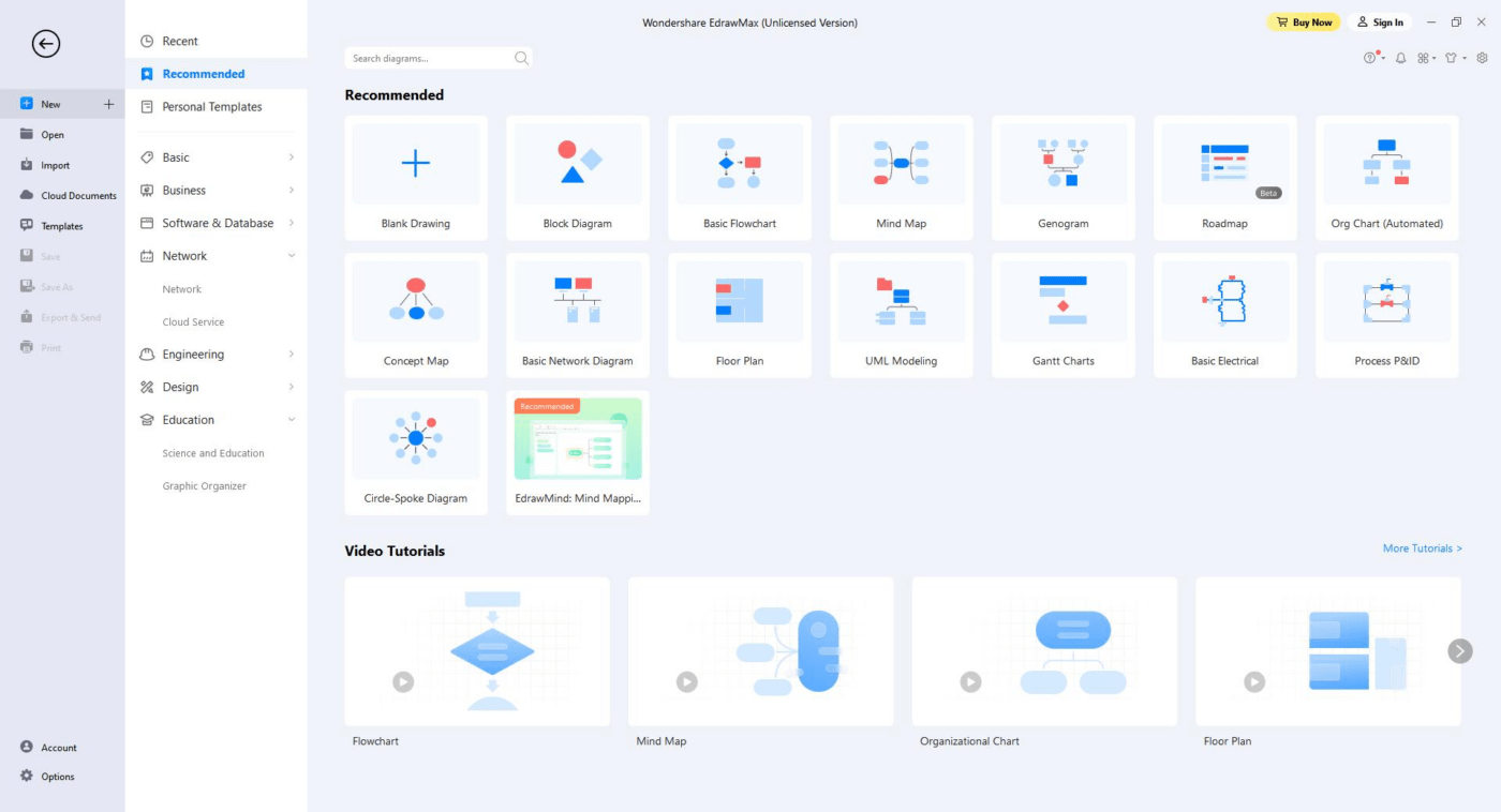 EdrawMax Dashboard