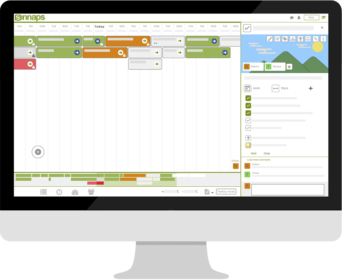 Painel de controle do Sinnaps