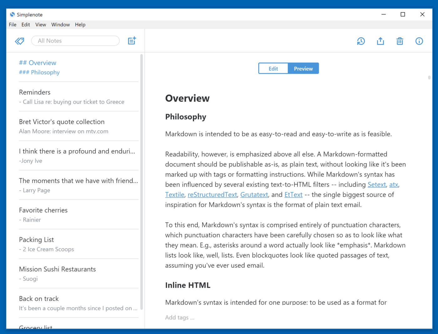 SimpleNote Dashboard