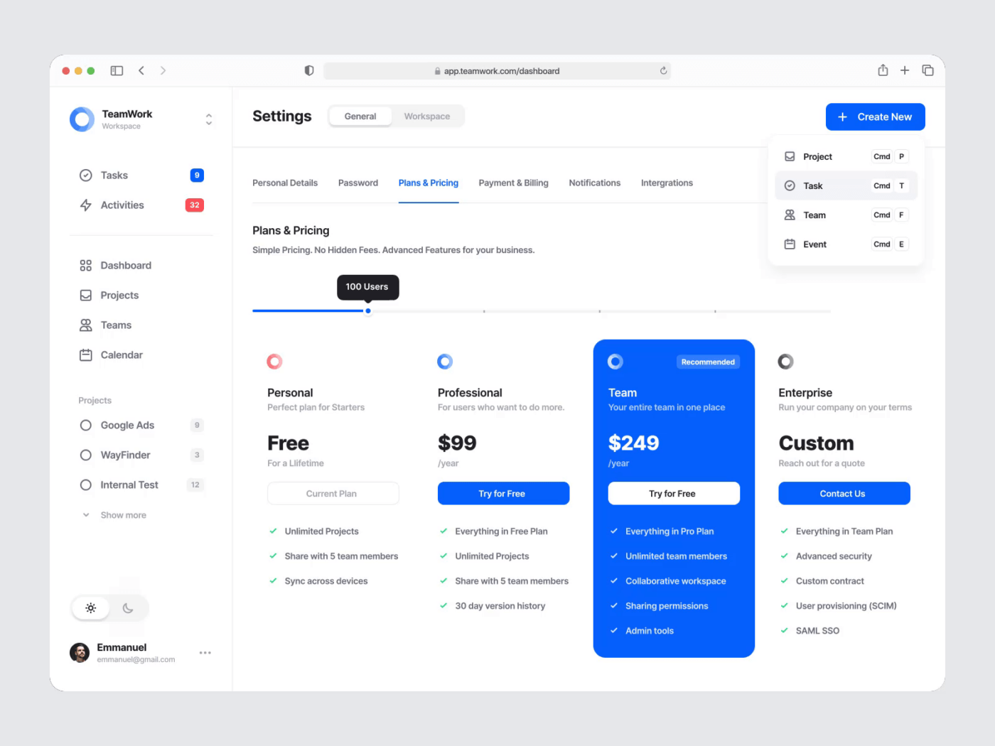 Teamwork Dashboard