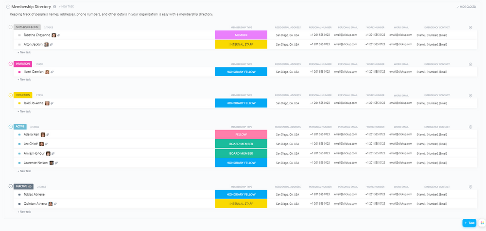 ClickUp Membership Directory with Photos Template