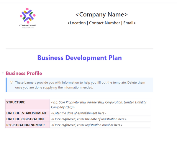 ClickUp Business Development Plan Template