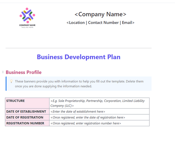 Plantilla de Plan de Desarrollo de Negocio ClickUp