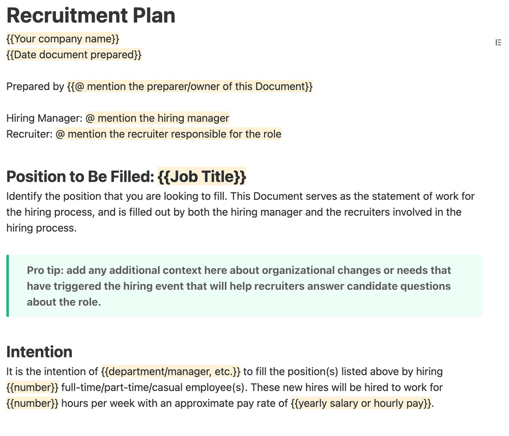 ClickUp's Recruitment Strategy Document Template is designed to help you plan and execute a successful recruitment strategy.