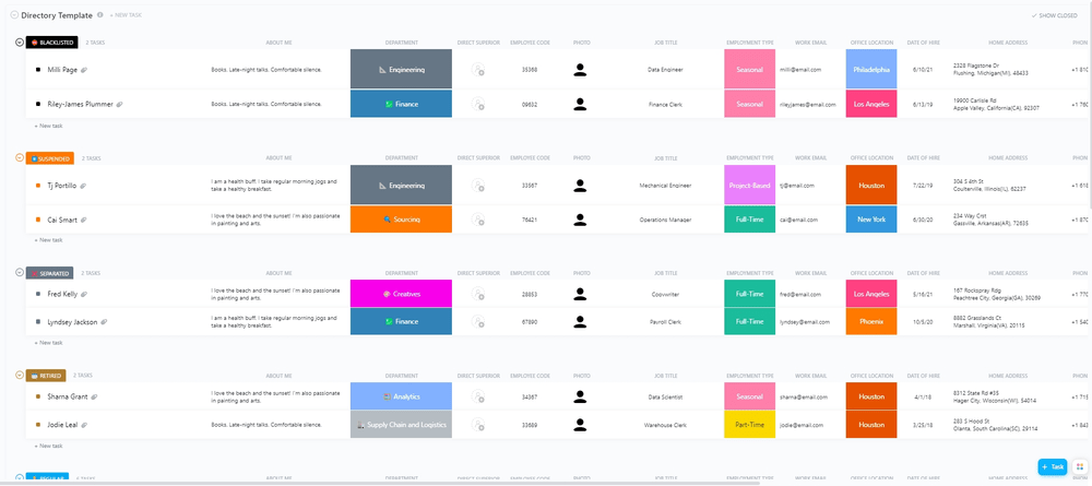 Plantilla de directorio ClickUp