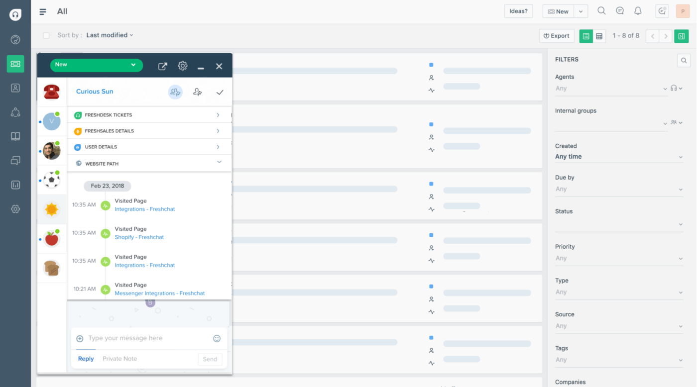 Painel de controle do Freshdesk