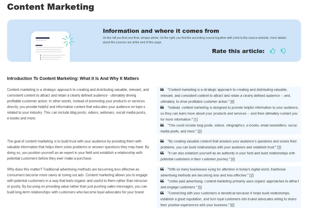 Exemple de contenu marketing d'IA-Writer