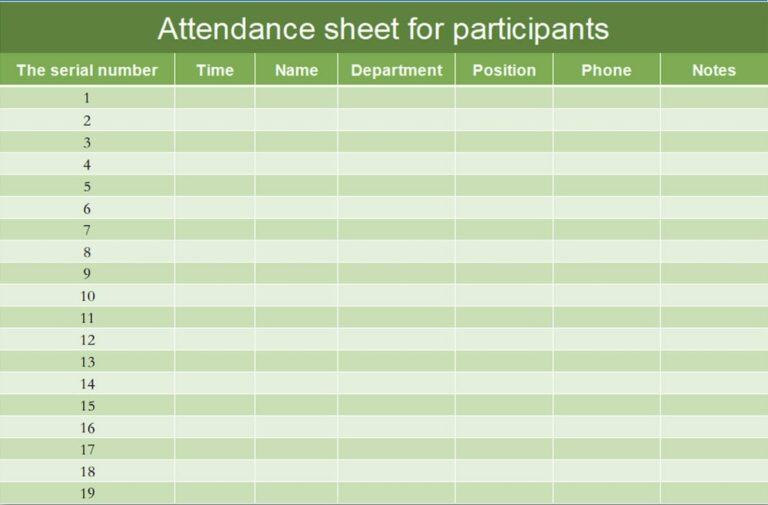 Free Attendance Sheet Templates 2957