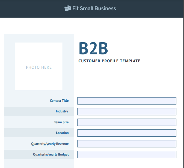 Fit Small Business의 B2B 고객 프로필 템플릿