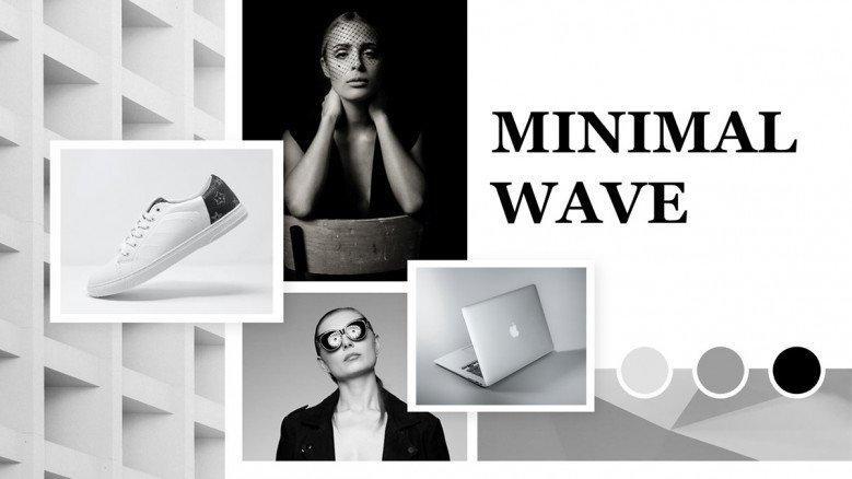 Black and white themed Brand Mood Board PowerPoint Template by 24Slides