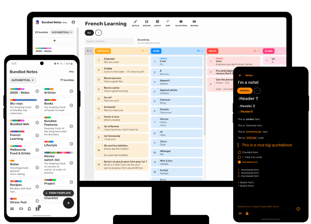 Application de prise de notes Bundled Notes pour Android