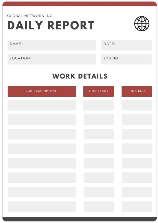 A blank example of Canva's Simple Daily Report Template