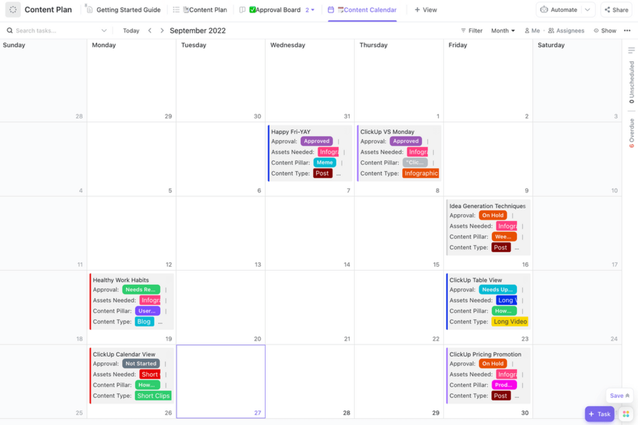 Manage your content calendar like a pro with the ClickUp Content Plan Template