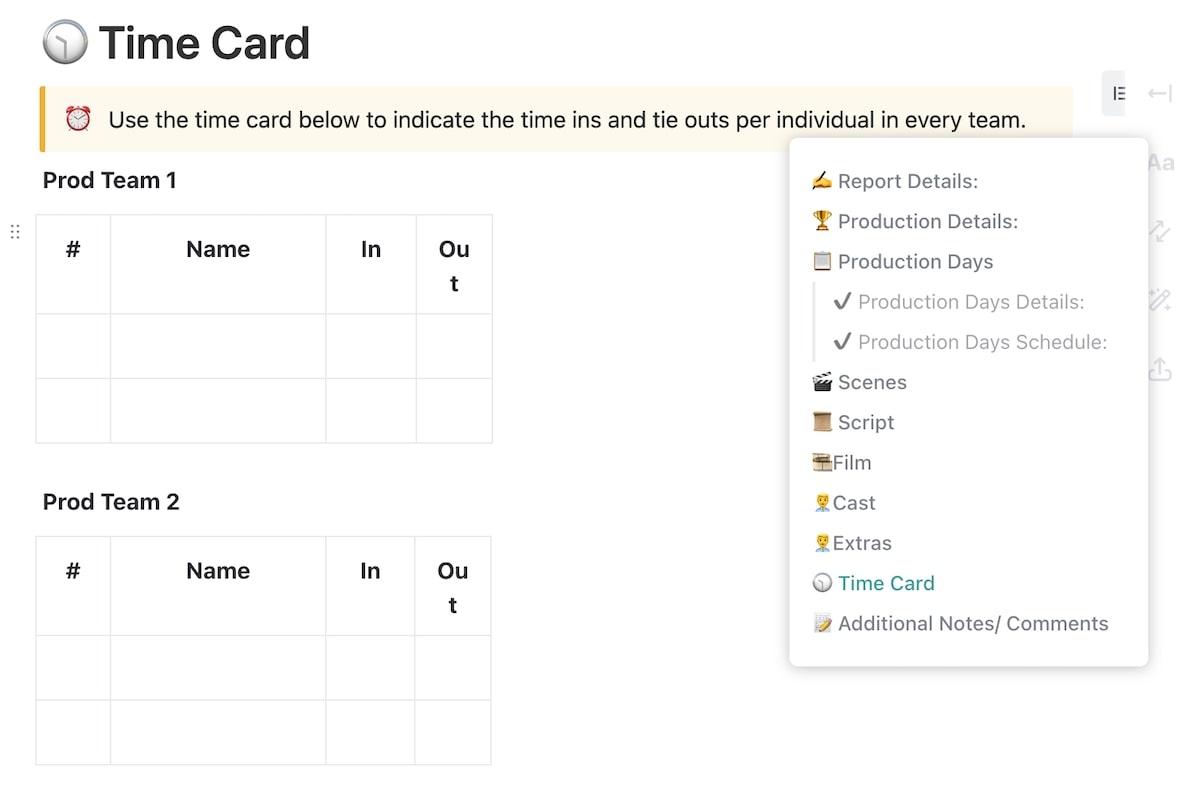 ClickUp Daily Production Report Template