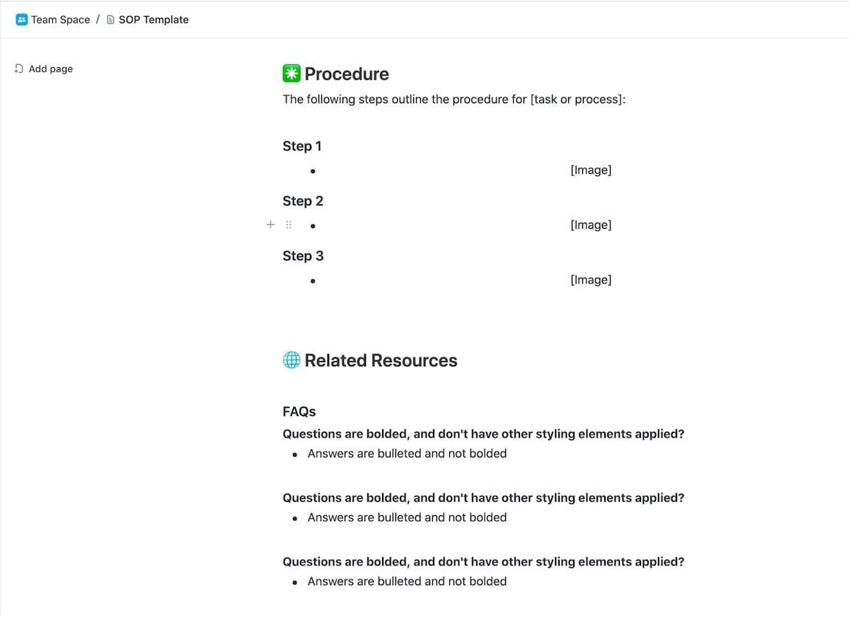 ClickUp SOP sjabloon voor ontslag werknemer