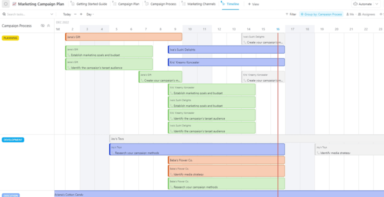 Modèle de plan de campagne marketing ClickUp