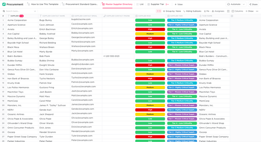 ClickUp's Procurement Template is designed to help you track and manage your procurement processes. 