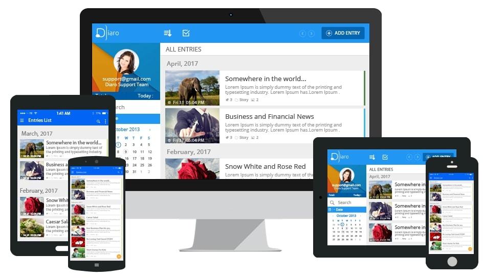 Aplikacje dziennika cyfrowego: Diaro w widokach na pulpit, tablet i urządzenia mobilne