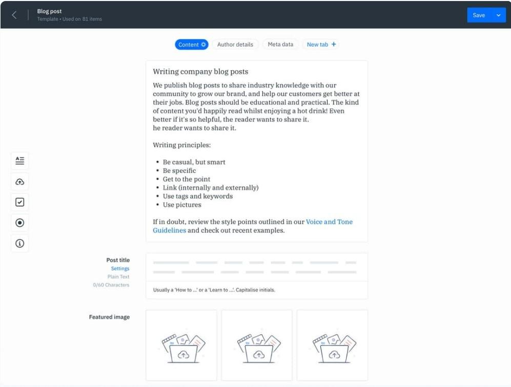 Logiciel de modification en cours de GatherContent