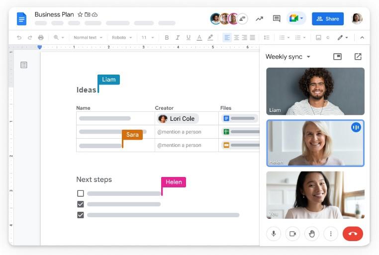 Personnes collaborant à l'aide de Google Docs