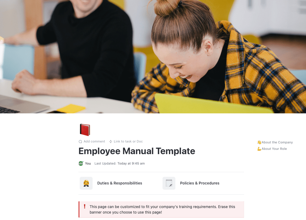 ClickUp Employee Manual Template  